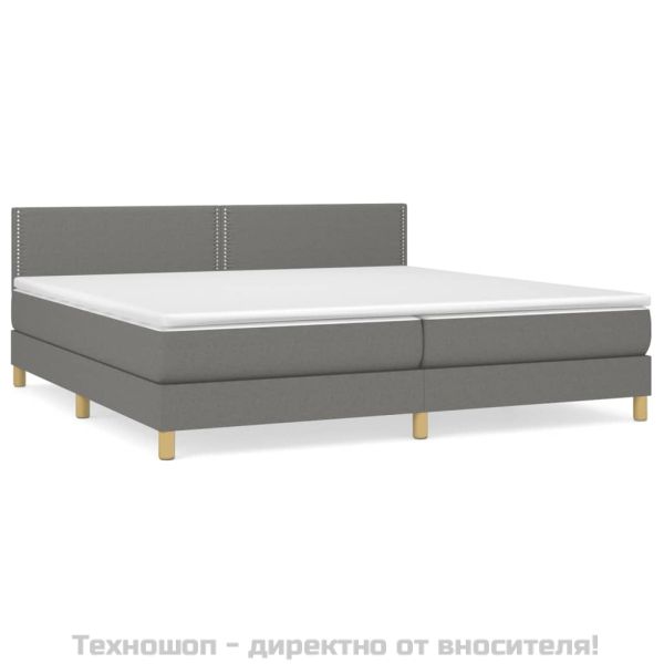 Боксспринг легло с матрак, тъмносиво, 200x200 см, плат