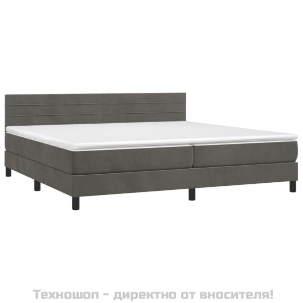 Боксспринг легло с матрак, тъмносиво, 200x200 см, кадифе