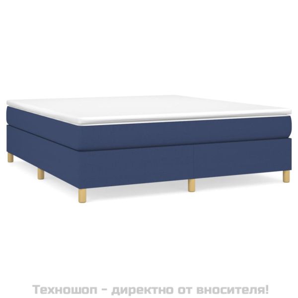 Боксспринг легло с матрак, синьо, 160x200 см, плат