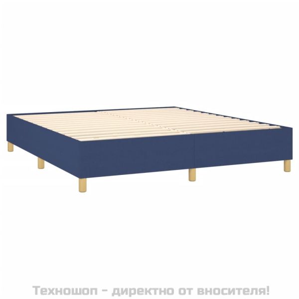 Боксспринг легло с матрак, синьо, 160x200 см, плат