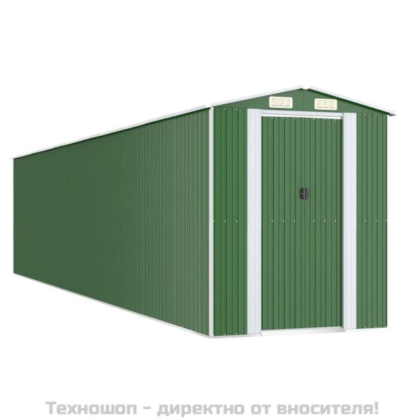 Градинска барака зелена 192x938x223 см поцинкована стомана