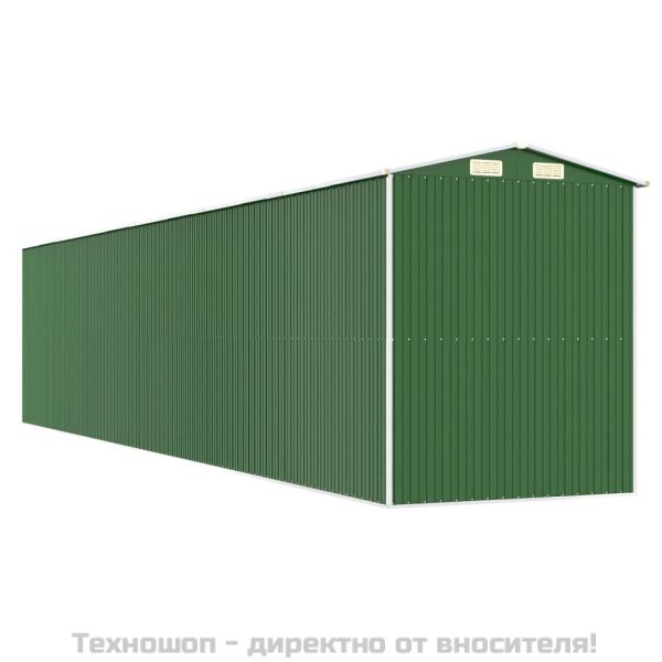 Градинска барака зелена 192x938x223 см поцинкована стомана