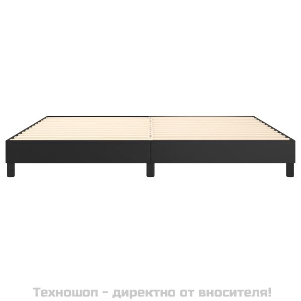 Рамка за легло с пружини черна 200x200 см изкуствена кожа