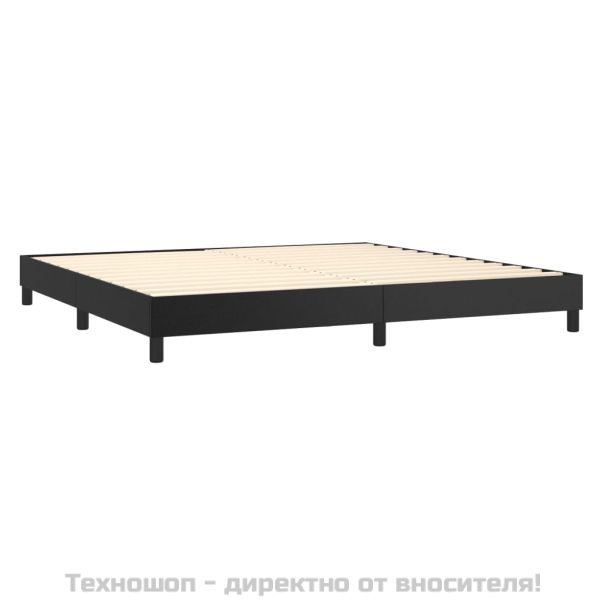 Боксспринг легло с матрак, черно, 200x200 см, изкуствена кожа