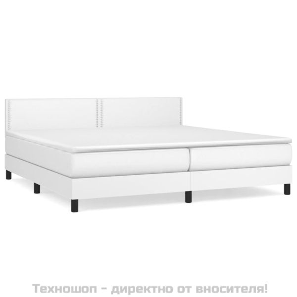 Боксспринг легло с матрак, бяло, 200x200 см, изкуствена кожа