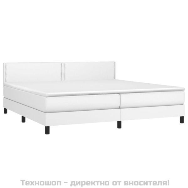 Боксспринг легло с матрак, бяло, 200x200 см, изкуствена кожа
