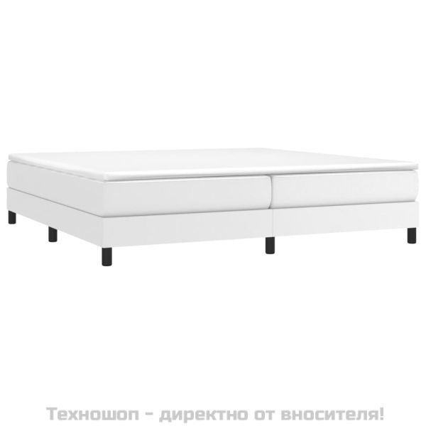 Рамка за легло с пружини бяла 200x200 см изкуствена кожа
