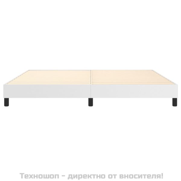 Рамка за легло с пружини бяла 200x200 см изкуствена кожа