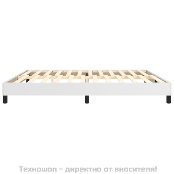 Рамка за легло с пружини бяла 200x200 см изкуствена кожа