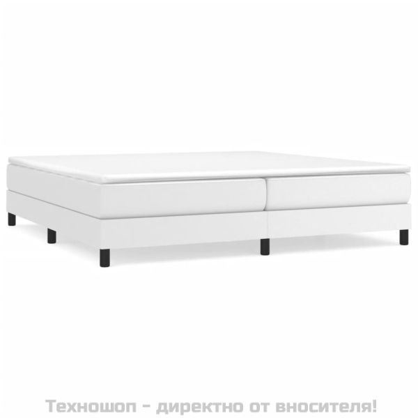 Боксспринг легло с матрак, бяло, 200x200 см, изкуствена кожа