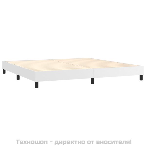 Боксспринг легло с матрак, бяло, 200x200 см, изкуствена кожа