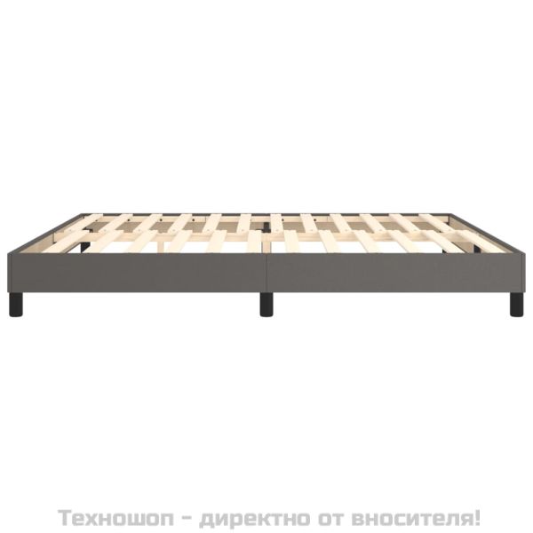 Рамка за легло с пружини сива 200x200 см изкуствена кожа