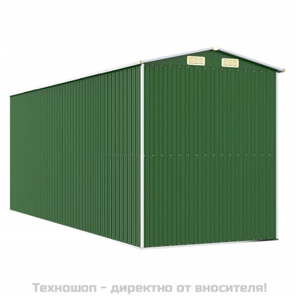 Градинска барака зелена 192x523x223 см поцинкована стомана