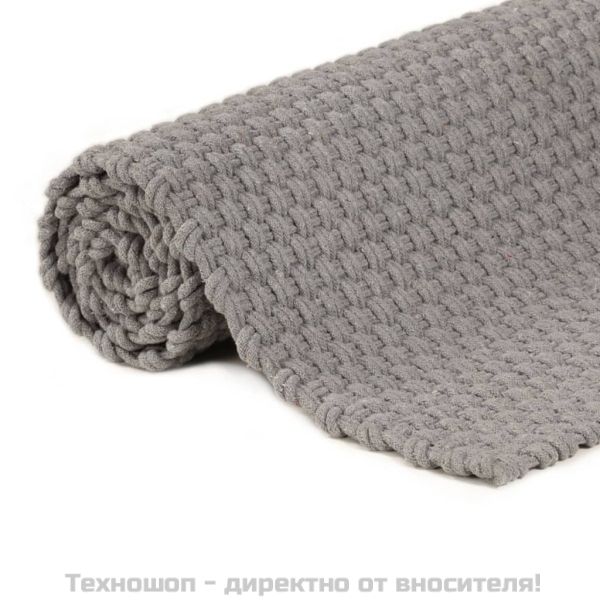 Килим правоъгълен сив 120x180 см памук