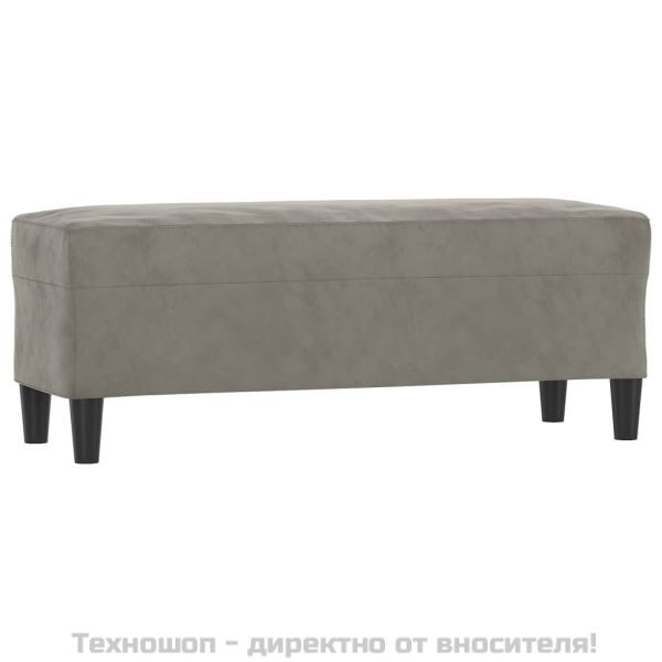 Пейка, светлосива, 100x35x41 см, кадифе
