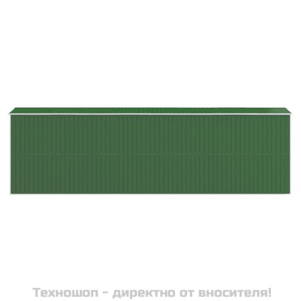 Градинска барака зелена 192x606x223 см поцинкована стомана