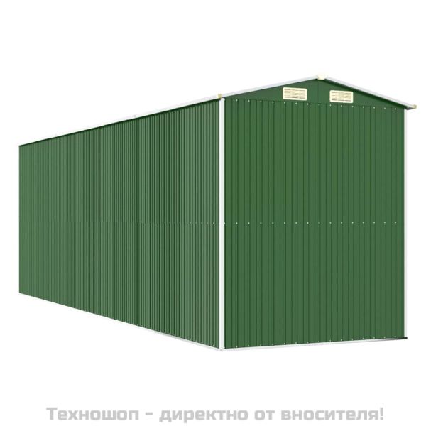 Градинска барака зелена 192x606x223 см поцинкована стомана