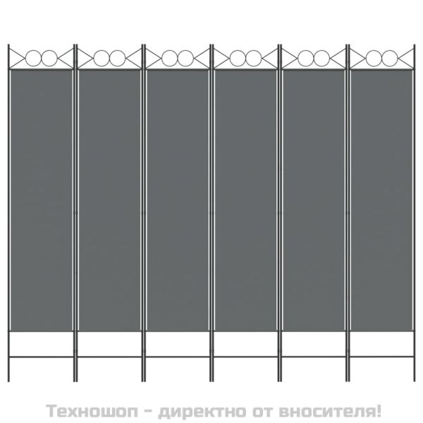 Параван за стая, 6 панела, антрацит, 240x200 cм, текстил