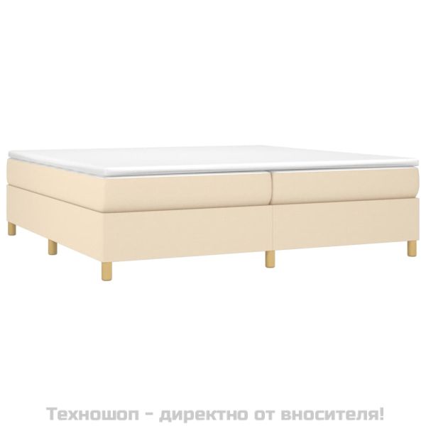 Боксспринг легло с матрак, кремаво, 200x200 см, плат