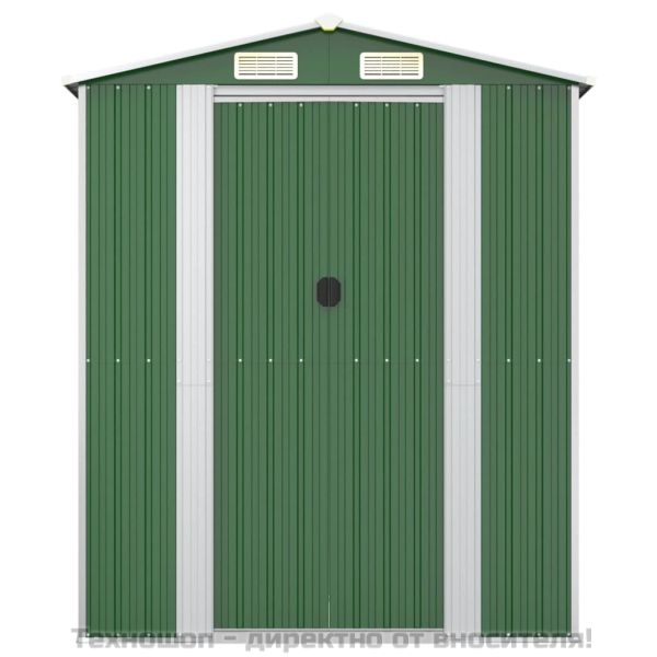 Градинска барака зелена 192x689x223 см поцинкована стомана