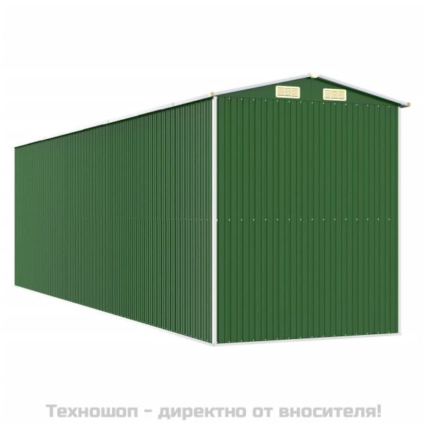 Градинска барака зелена 192x689x223 см поцинкована стомана