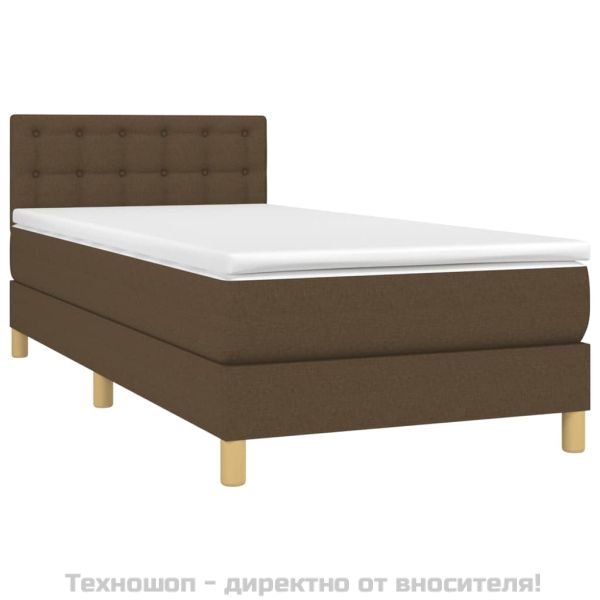 Боксспринг легло с матрак, тъмнокафяво, 90x200 см, плат