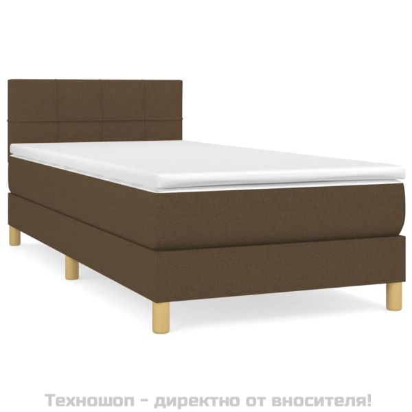 Боксспринг легло с матрак, тъмнокафяво, 90x200 см, плат