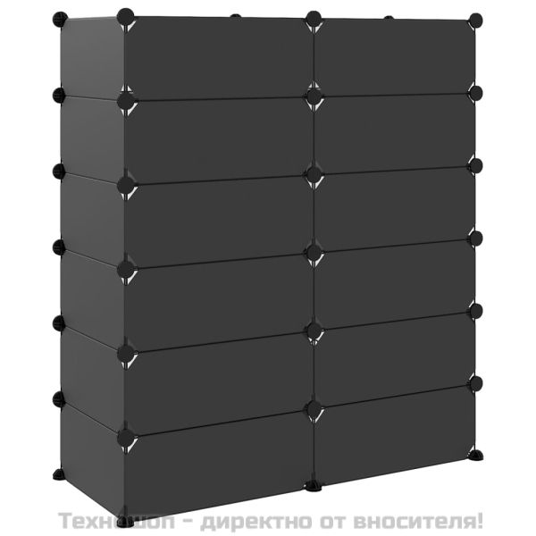 Етажерка за обувки, черна, 94,5x36,5x106 см, PP