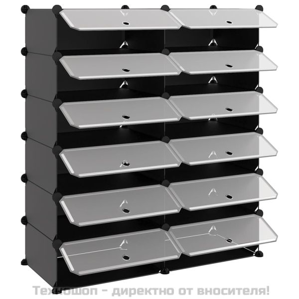 Етажерка за обувки, черна, 94,5x36,5x106 см, PP