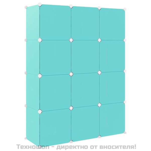 Детски кубичен шкаф за съхранение с 12 куба, зелен, PP