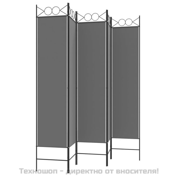 Параван за стая, 5 панела, антрацит, 200x200 cм, текстил