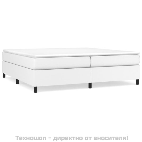 Боксспринг легло с матрак, бяло, 200x200 см, изкуствена кожа