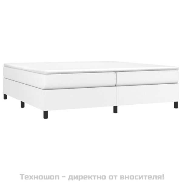 Боксспринг легло с матрак, бяло, 200x200 см, изкуствена кожа