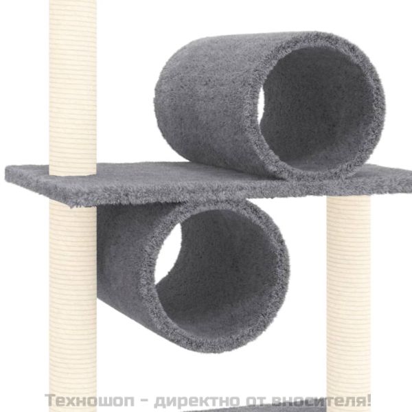 Котешко дърво със сизалени стълбове, тъмносиво, 279 см