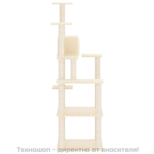 Котешко дърво със сизалени стълбове, кремаво, 153 см