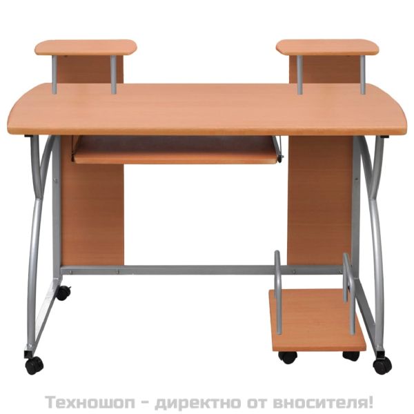 Компютърно бюро, кафяво, 110x52x88,5 см, инженерно дърво