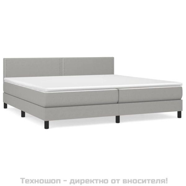 Боксспринг легло с матрак, светлосиво, 200x200 см, плат