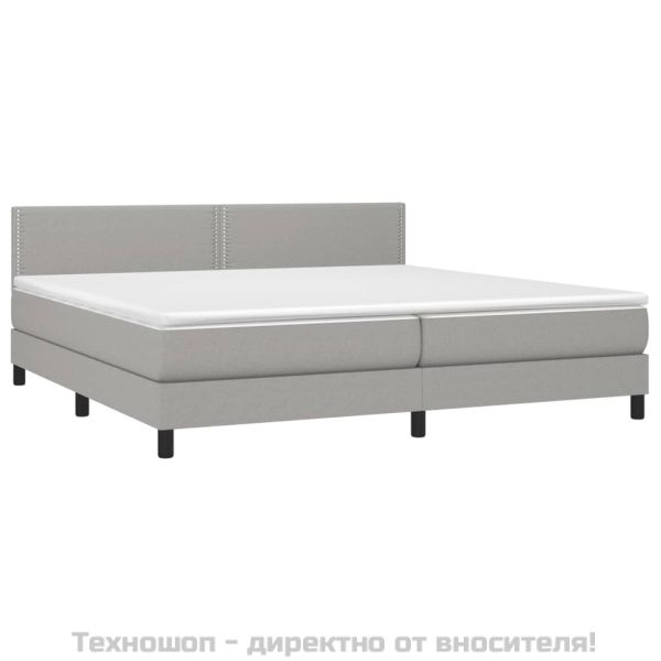 Боксспринг легло с матрак, светлосиво, 200x200 см, плат