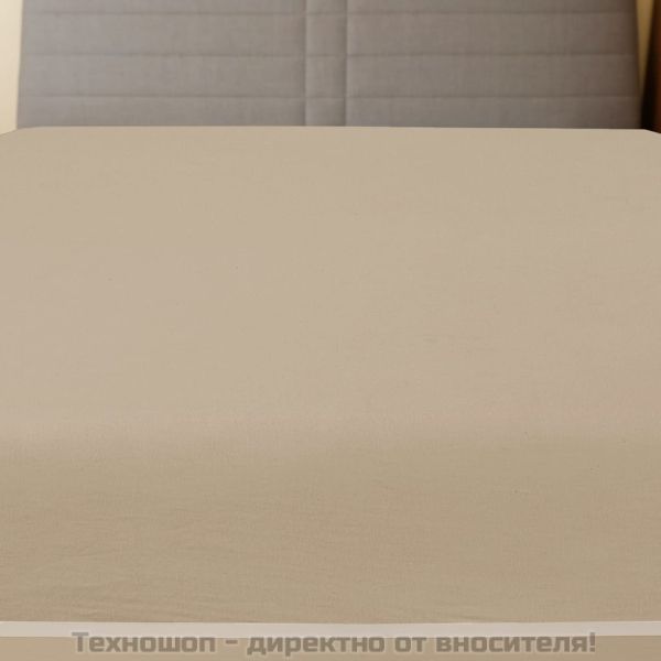 Чаршаф с ластик, таупе, 90x200 см, памук