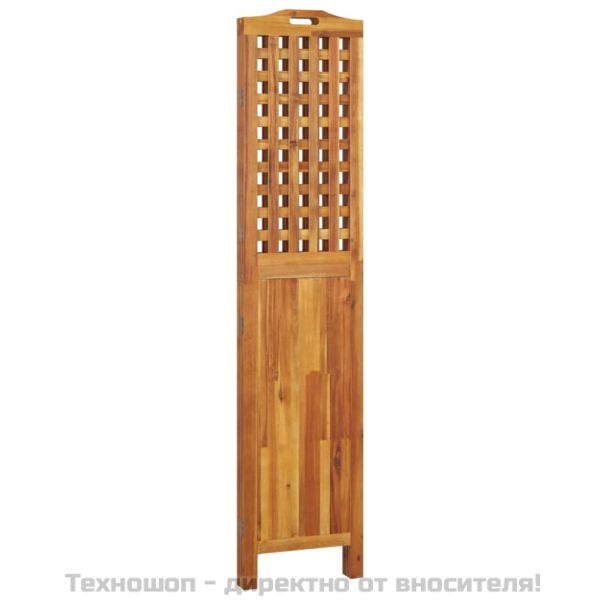 Параван за стая, 3 панела, 121,5x2x180 cм, акациево дърво масив