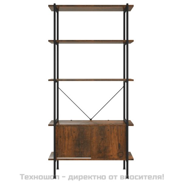 Стелаж на 5 нива с шкаф 80x40x163 см стомана и инженерно дърво
