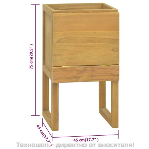 Шкаф за баня, 41x40x75 см, тиково дърво масив