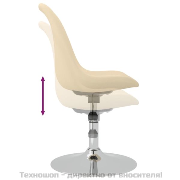 Въртящи се трапезни столове, 4 бр, кремави, текстил