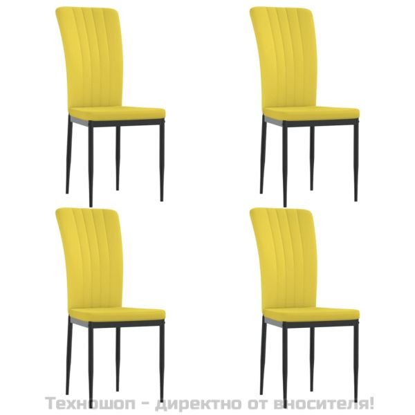 Трапезни столове, 4 бр, горчица, кадифе