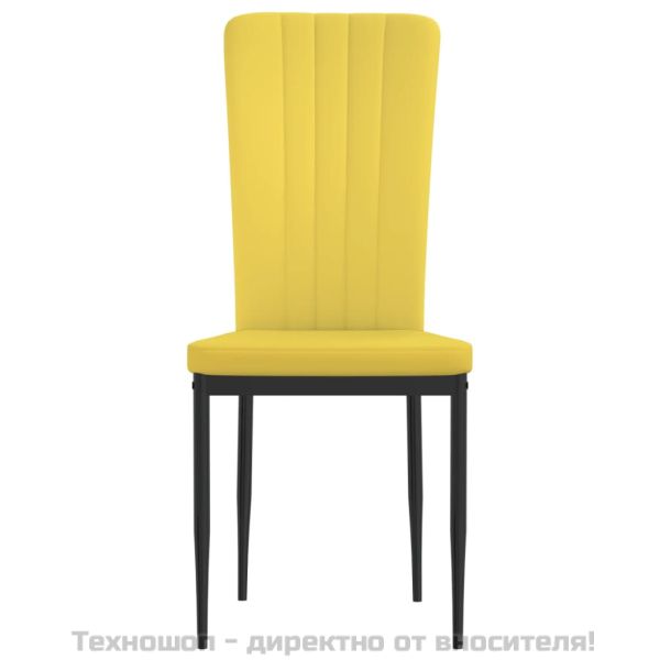 Трапезни столове, 4 бр, горчица, кадифе