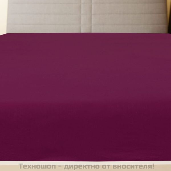 Чаршаф с ластик, бордо, 90x200 см, памук