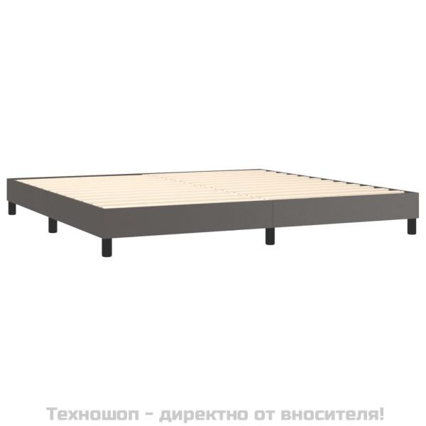 Боксспринг легло с матрак, сиво, 200x200 см, изкуствена кожа