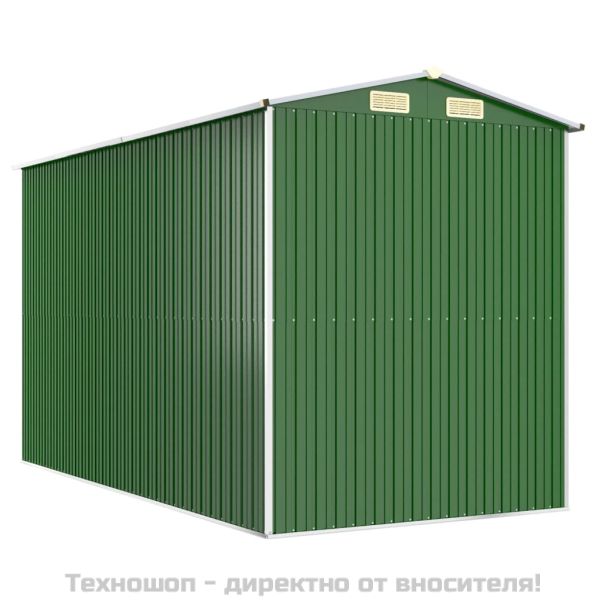 Градинска барака зелена 192x357x223 см поцинкована стомана