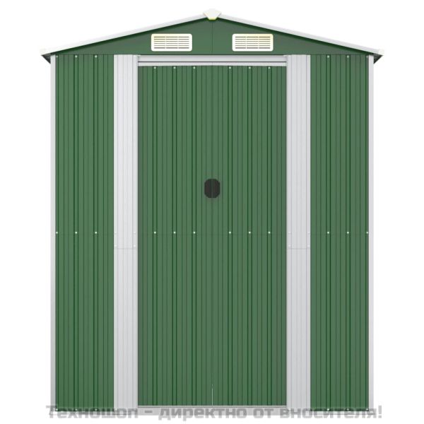 Градинска барака зелена 192x440x223 см поцинкована стомана