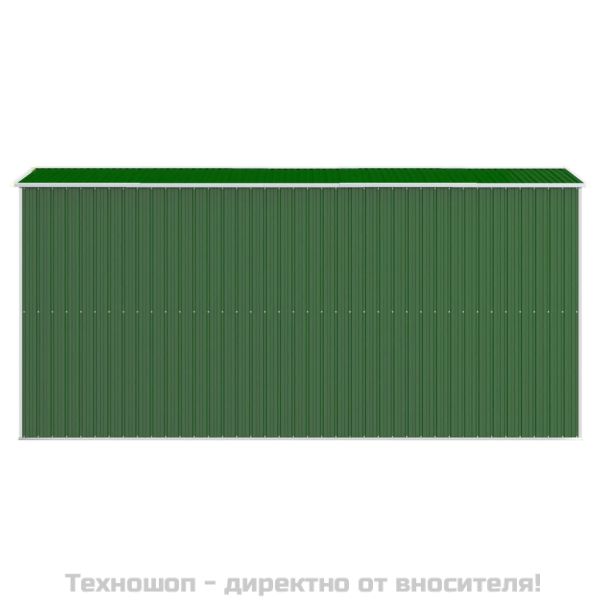 Градинска барака зелена 192x440x223 см поцинкована стомана